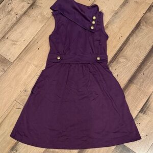Purple Sleeveless Dress with Gold Buttons